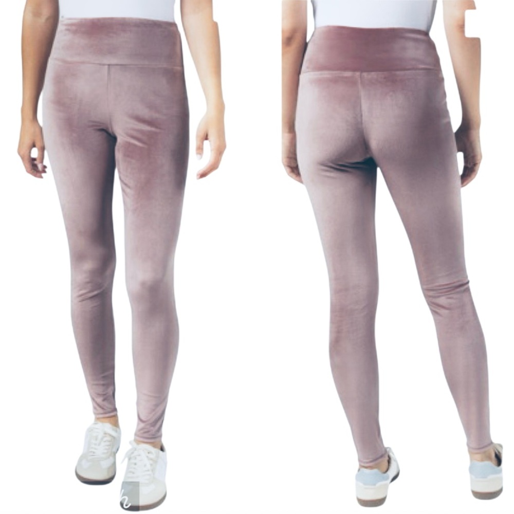 32 Degrees Stretchy Velour High-Rise Pull-On Leggings Light Purple Small